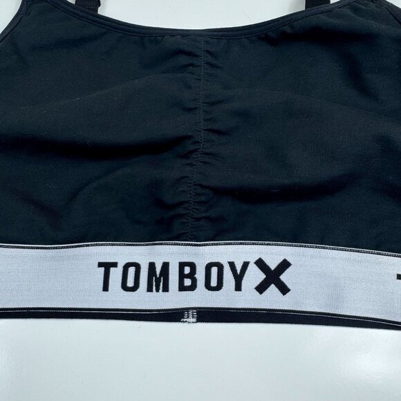 TomboyX Scoop Neck Unlined Bralette XL Black Logo Adjustable Convertible Straps - Picture 2 of 7